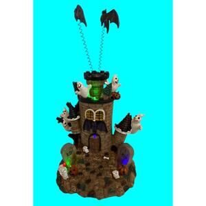 Haunted Halloween Castle LED Lights 7.5" Spinning Bats, Ghosts Goblincore #2